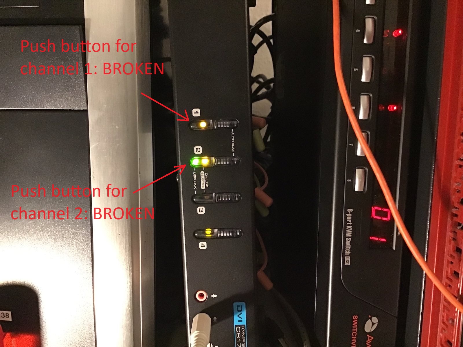 The broken 4 port KVM switch